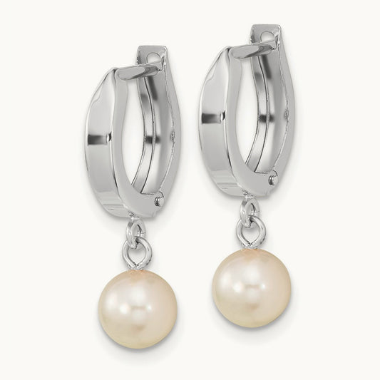 WG 6- Rnd Akoya Saltwater Cultured Pearl Dangle Hoop Earrings, 7mm, 14K