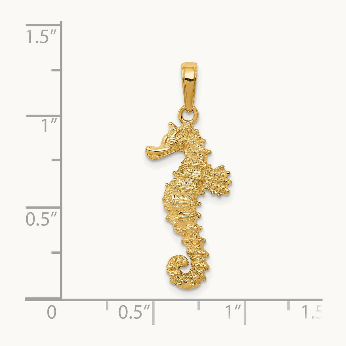Polished Open-Backed Seahorse Pendant — 14K Yellow Gold