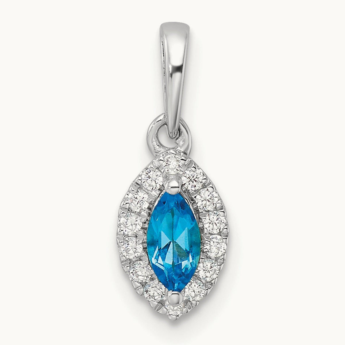 Blue Topaz Dec Birthstone Pendant, 0.10 ct tw Lab-Grown Diamond