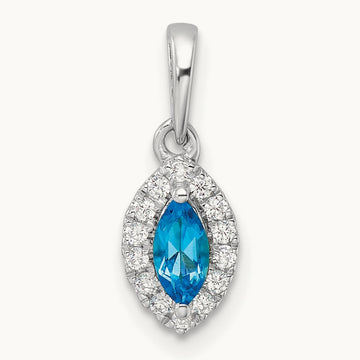 Blue Topaz Dec Birthstone Pendant, 0.10 ct tw Lab-Grown Diamond