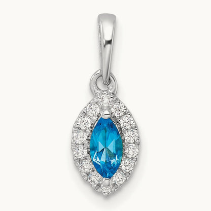 Blue Topaz Dec Birthstone Pendant, 0.10 ct tw Lab-Grown Diamond