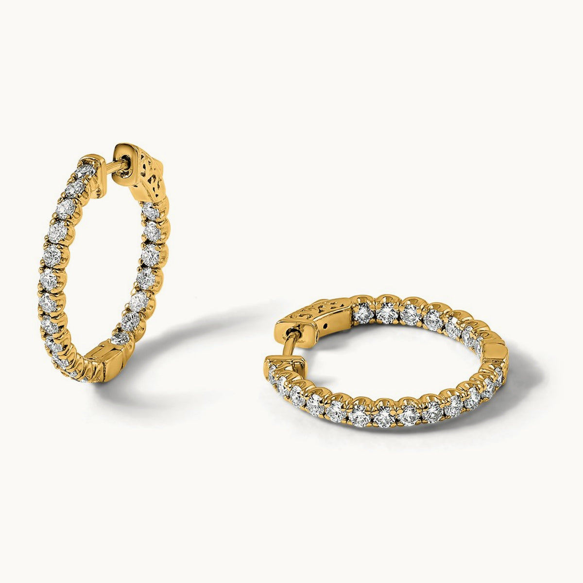 In/Out Safety Clasp Hoop Earrings, 2.00 ct tw Lab-Grown Diamond