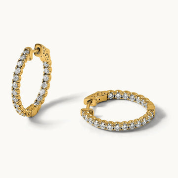 In/Out Safety Clasp Hoop Earrings, 2.00 ct tw Lab-Grown Diamond