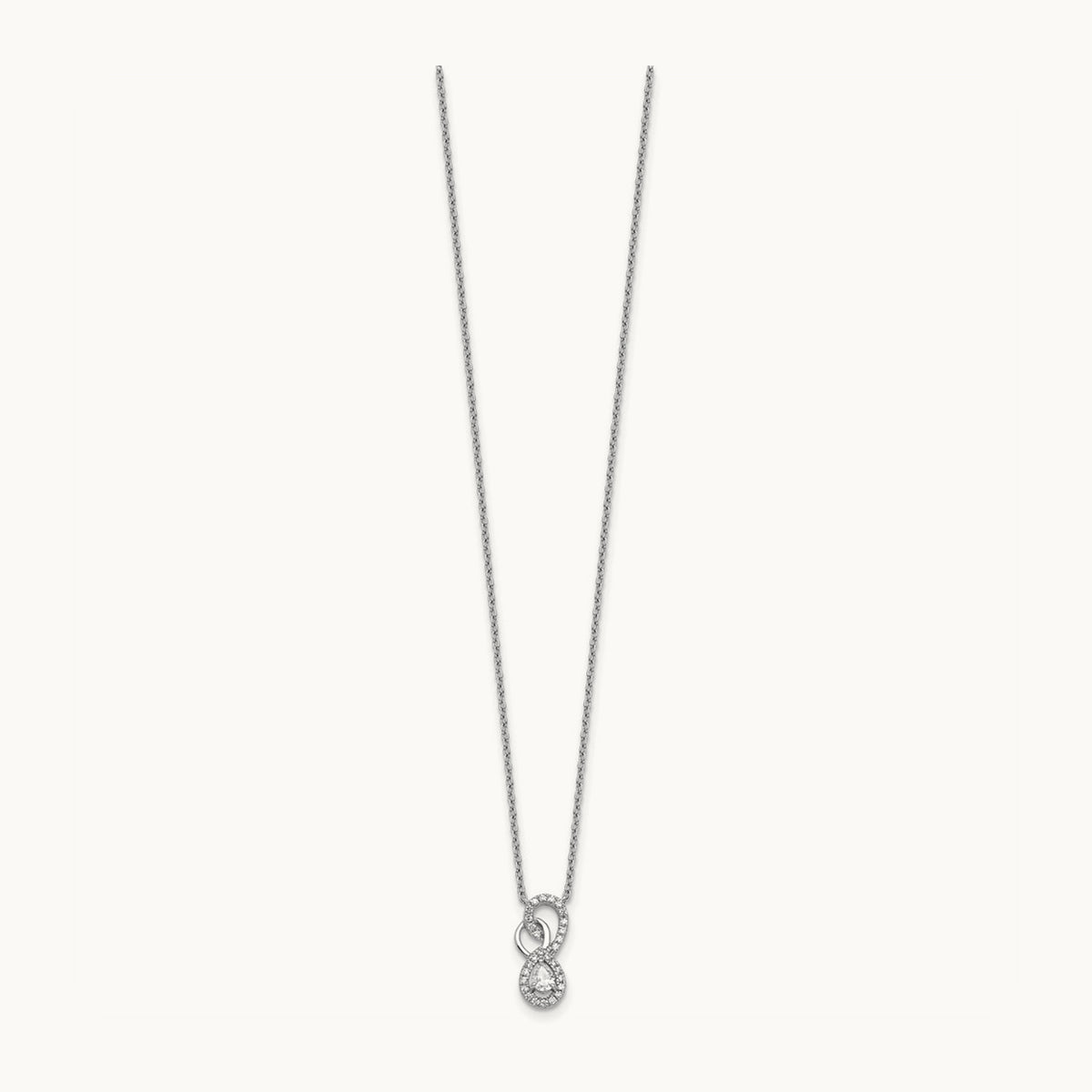 Polished Diamond Infinity Necklace, 14K White Gold