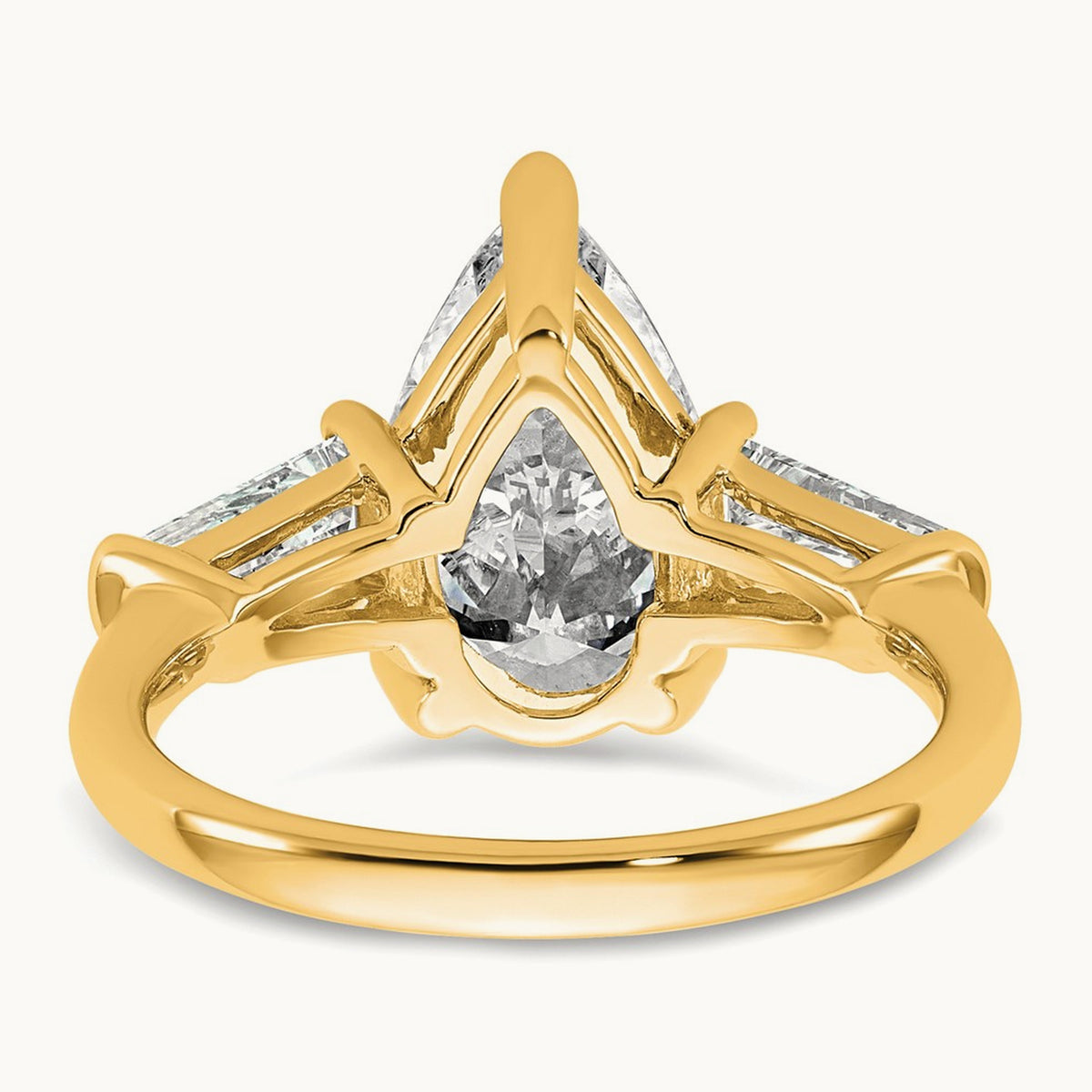 Pear/Baguette Engagement Ring, 1.50-6.75 ct tw Lab-Grown Diamond — 14K Yellow Gold