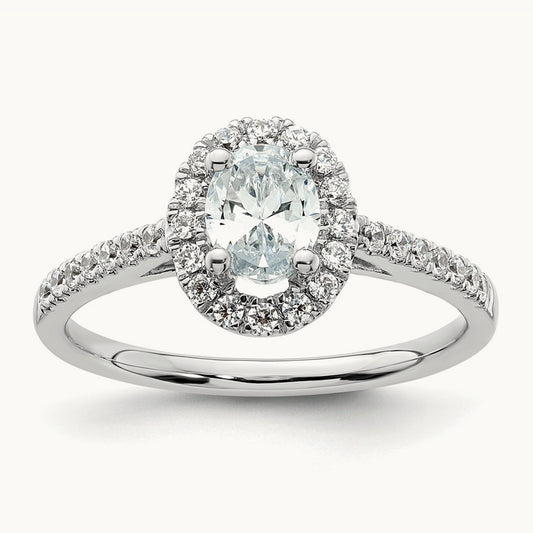 Oval Halo Engagement Ring, 0.75 ct tw Lab-Grown Diamond