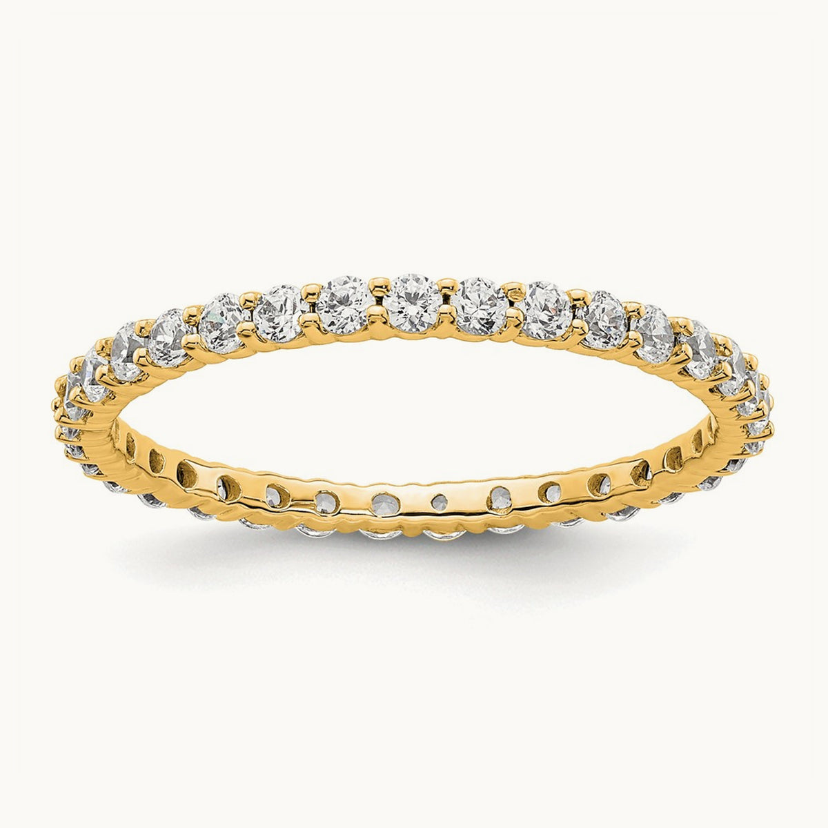 Polished Shared Prong Diamond Eternity Band — 14K Yellow Gold, 1 ct, 9