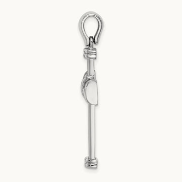 w/ X In Center Of Cross Charm, 14K White Gold