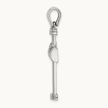 w/ X In Center Of Cross Charm, 14K White Gold