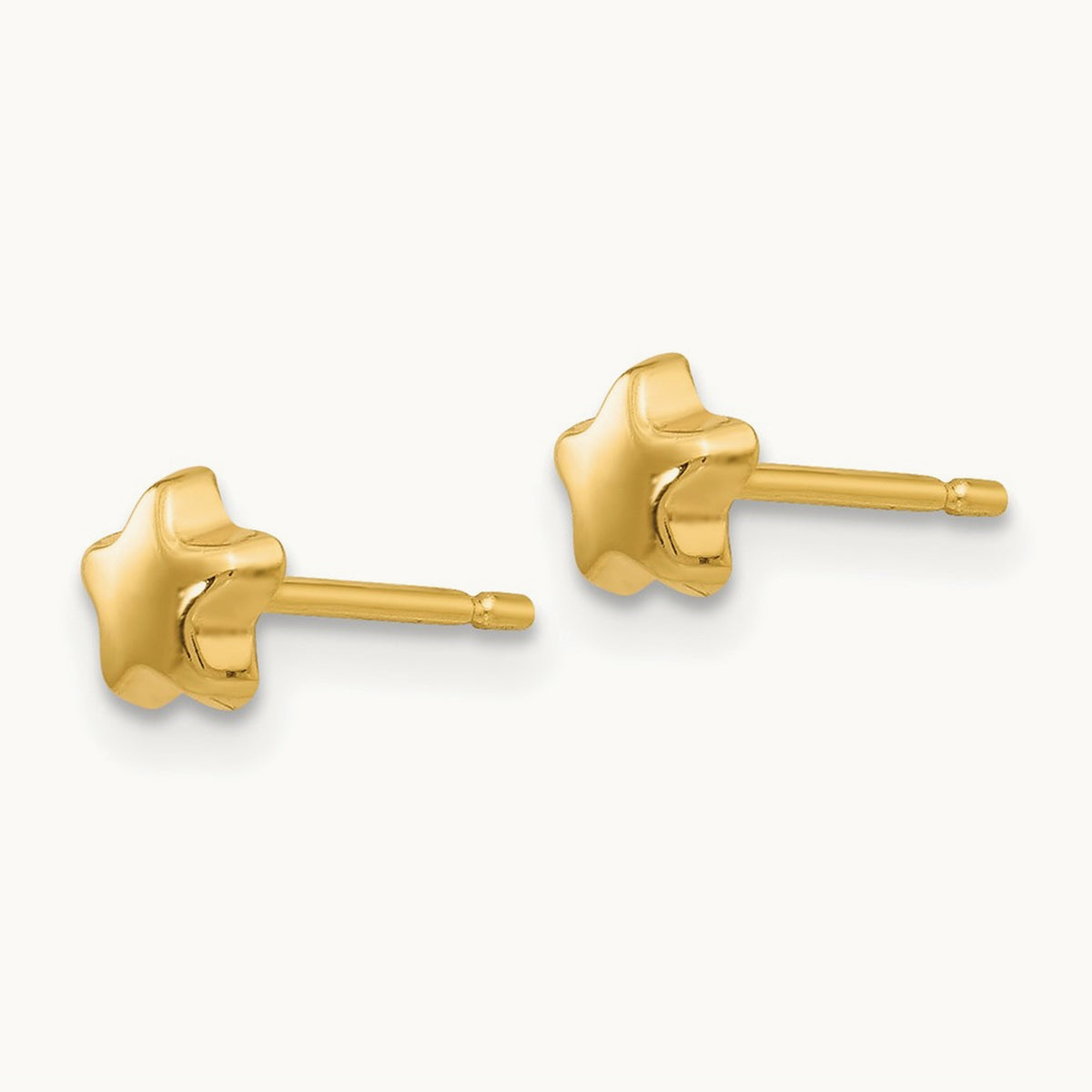 Polished Star Post Earrings, 14K