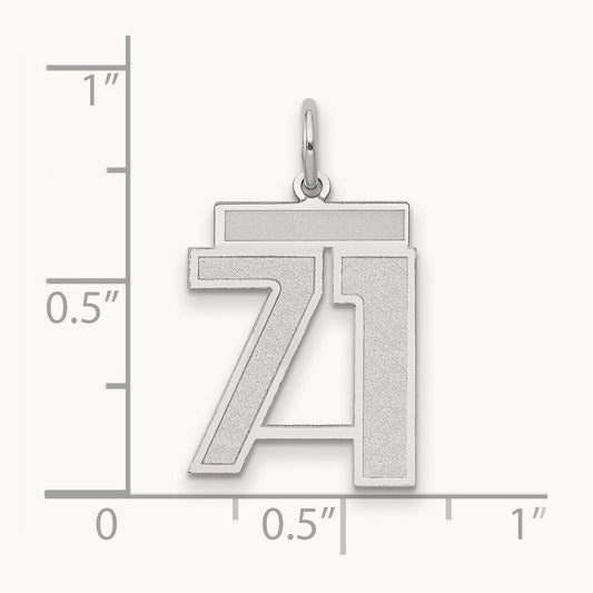 Medium Satin Number 71 Charm, 14K White Gold
