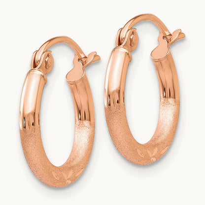 Lightweight Satin Diamond Cut Hoop Earrings — 13mm
