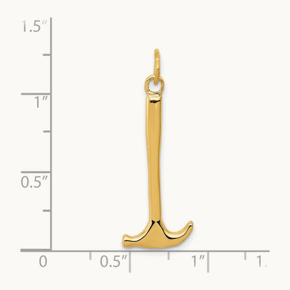 3D Hammer Charm, 14K