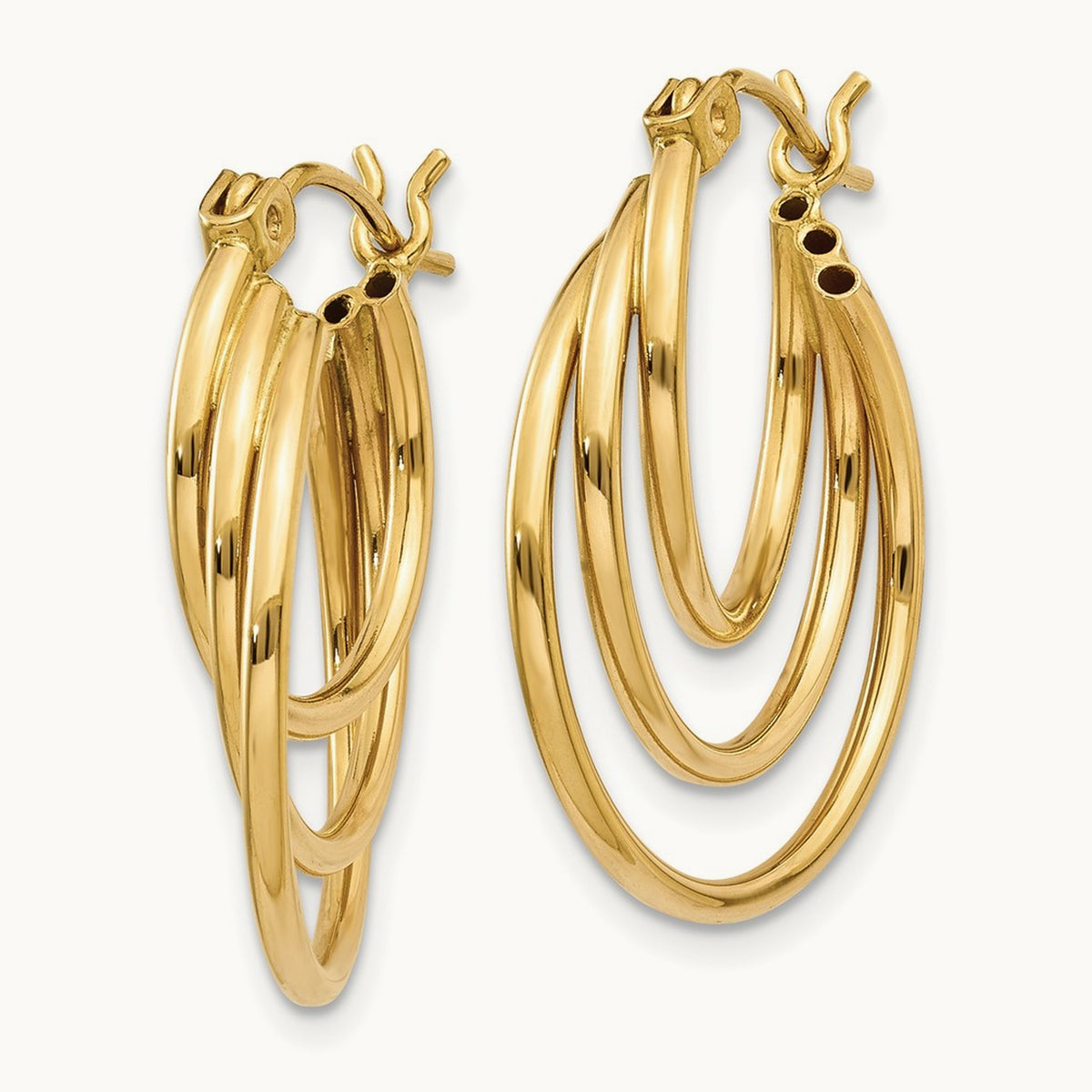 Triple Hoop Earrings, 14K