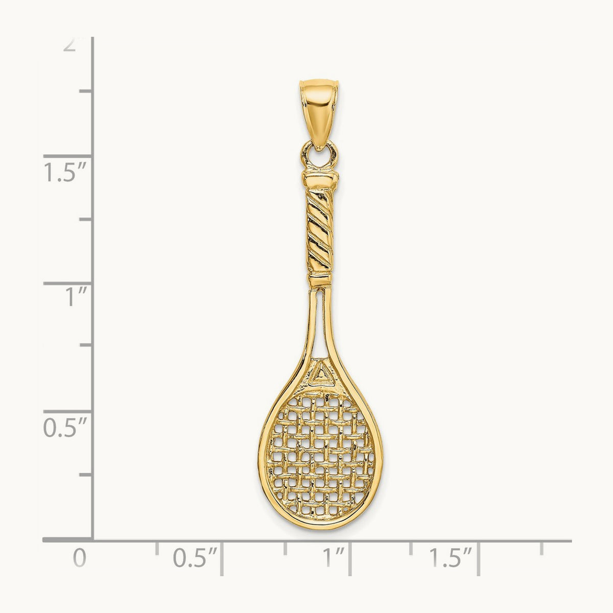 3-D Polished Tennis Racquet Charm, 14K