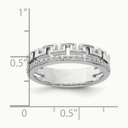 Polished Diamond Double Band Fashion Ring, 14K White Gold