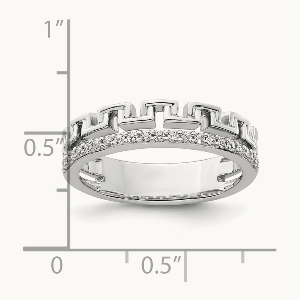 Polished Diamond Double Band Fashion Ring, 14K White Gold