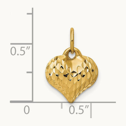 Polished and Textured 3-D Heart Pendant — 14mm