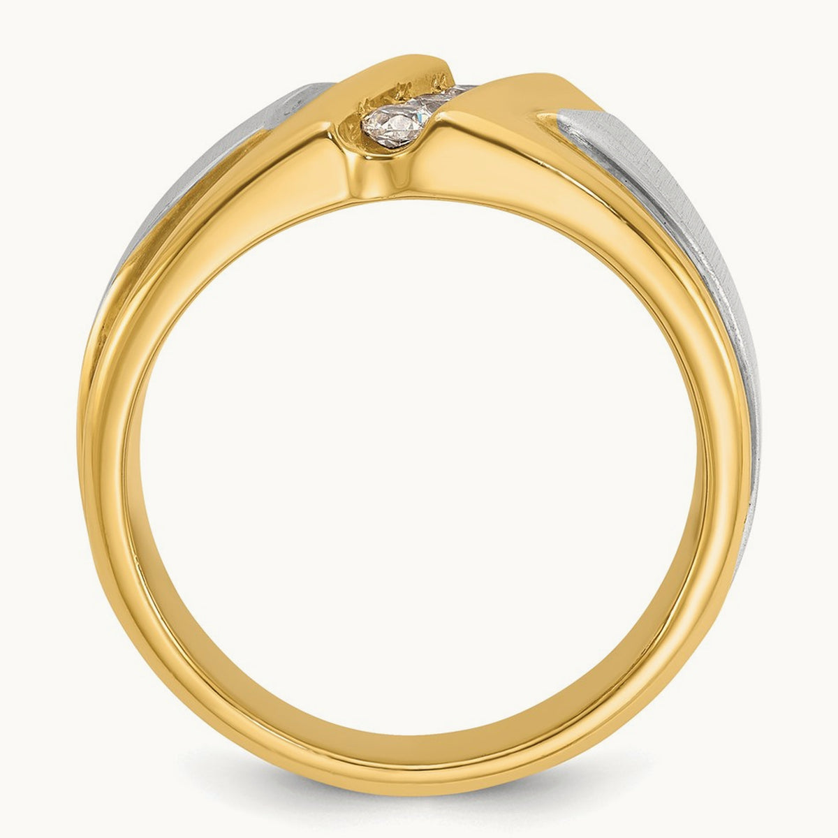 Men's Polished and Satin 3-Stone Diamond Ring — 14K Two-Tone Gold, 0.27 ct