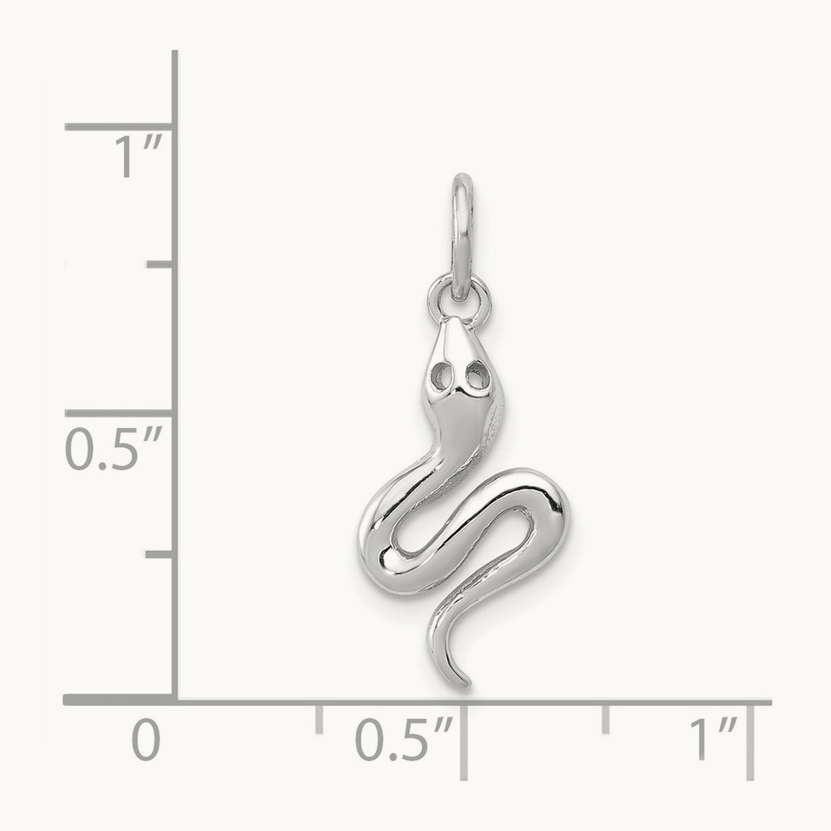 Solid Polished Snake Charm — 14K White Gold