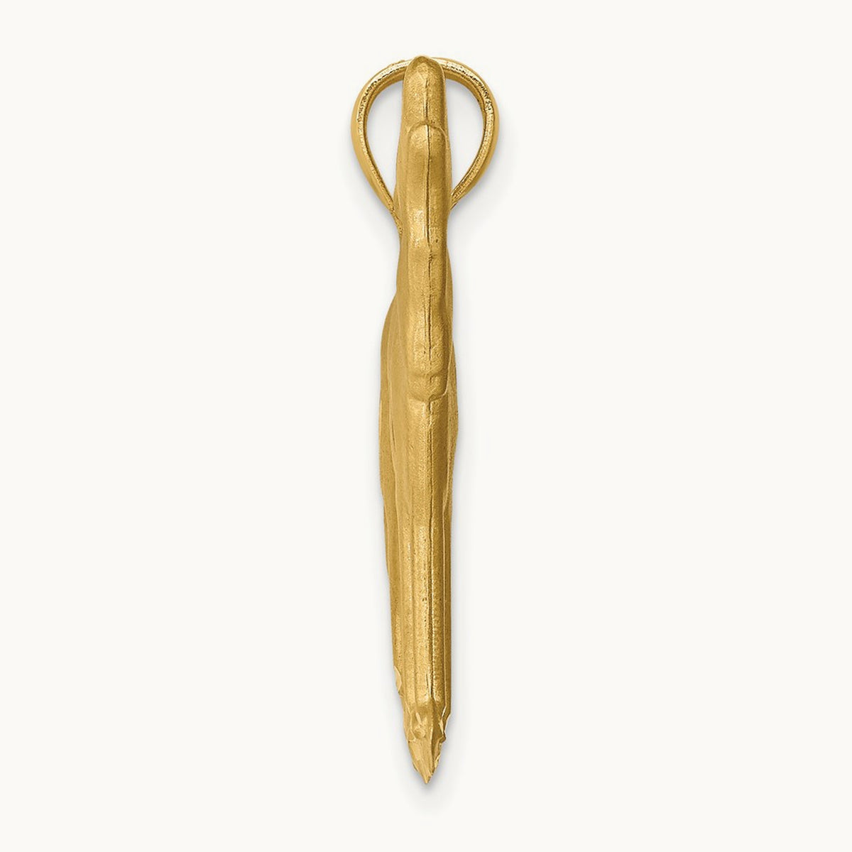 Brushed D/C Wolf Pendant, 14K