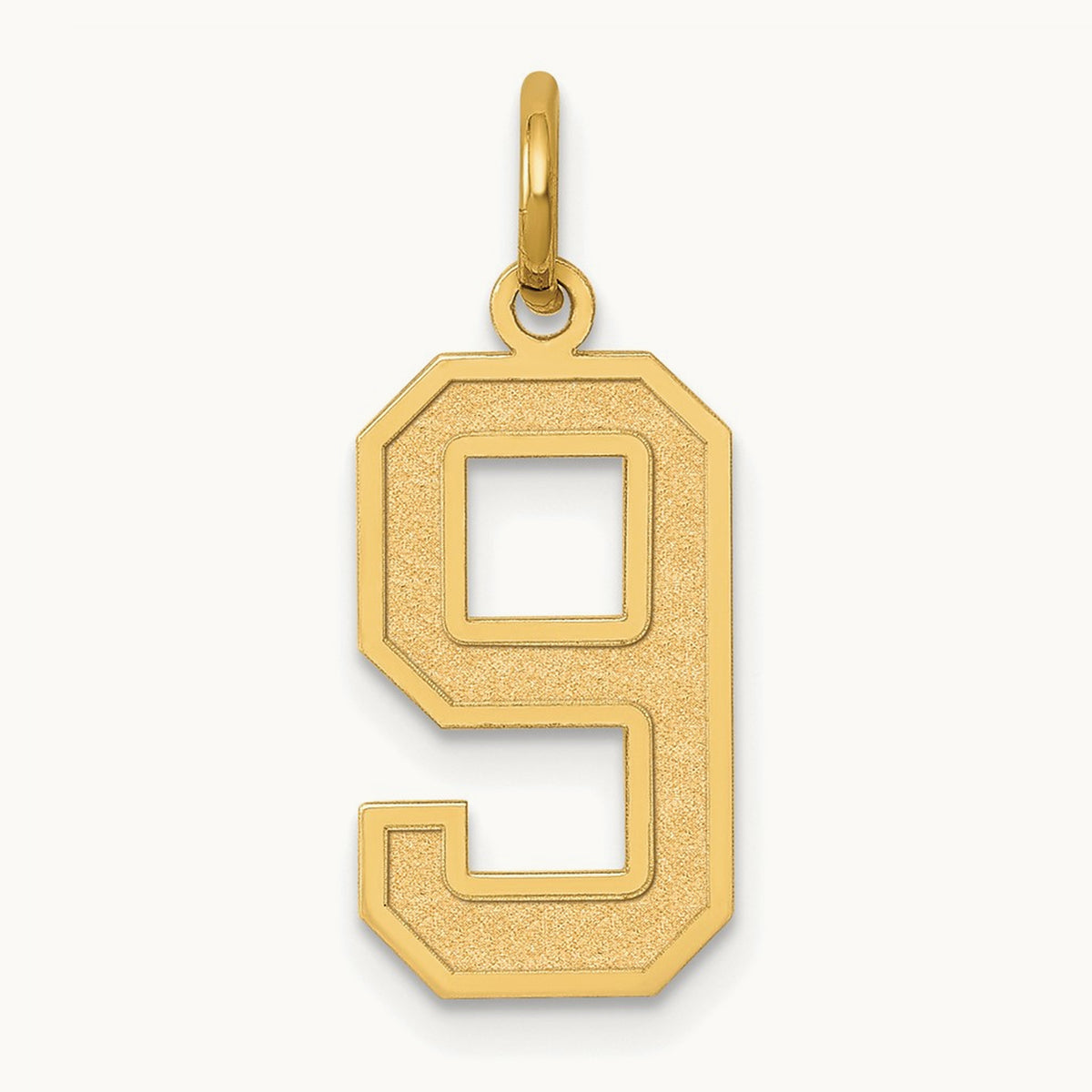 Medium Satin Number 9 Charm — 14K Yellow Gold
