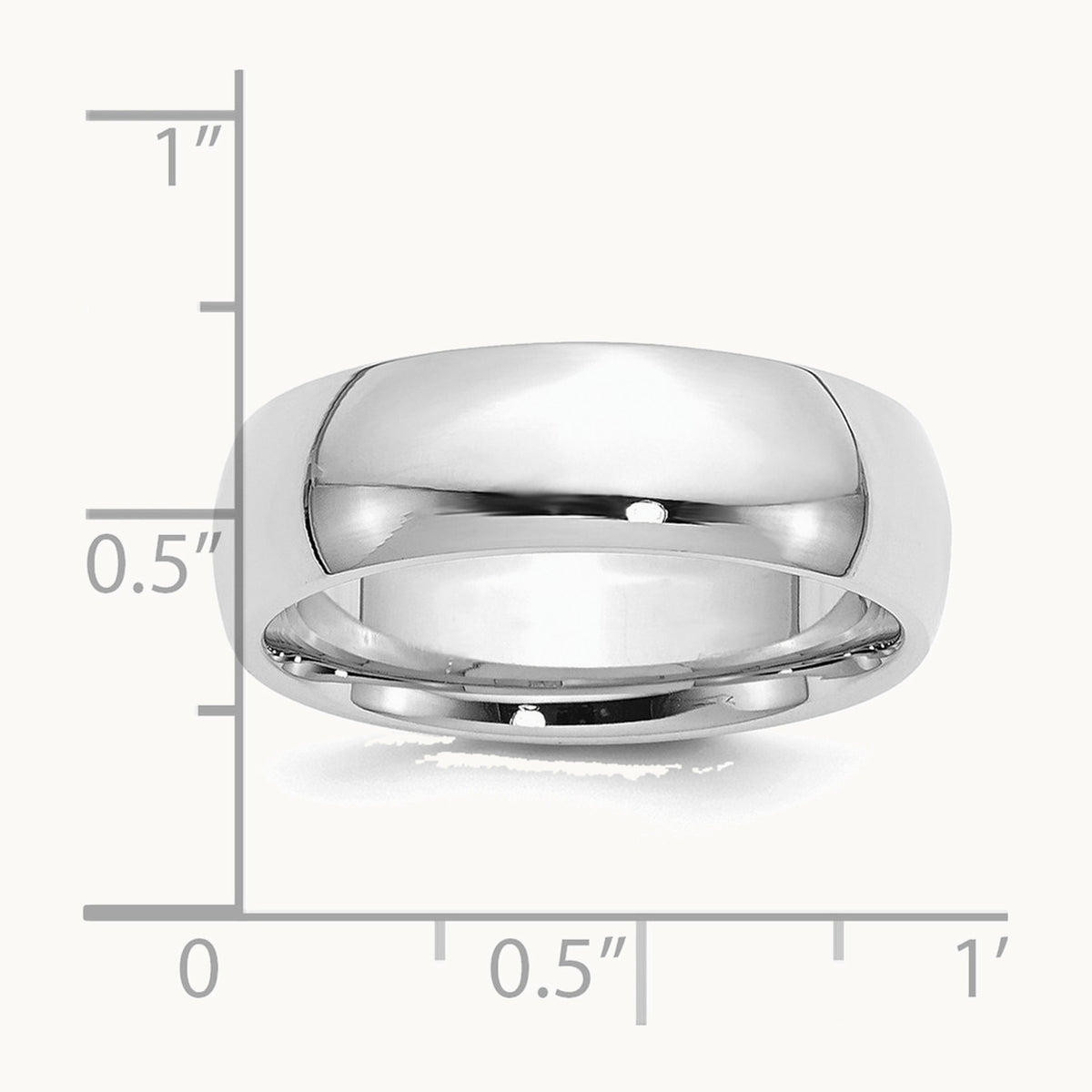 Sterling Silver Rhodium-plated 7mm Comfort Fit Band