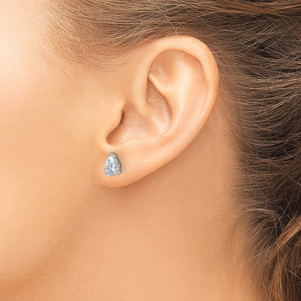 Pear 3 Prong Stud Earrings, 0.50-6.00 ct tw Lab-Grown Diamond — 1 1/2 ct, 14K White Gold