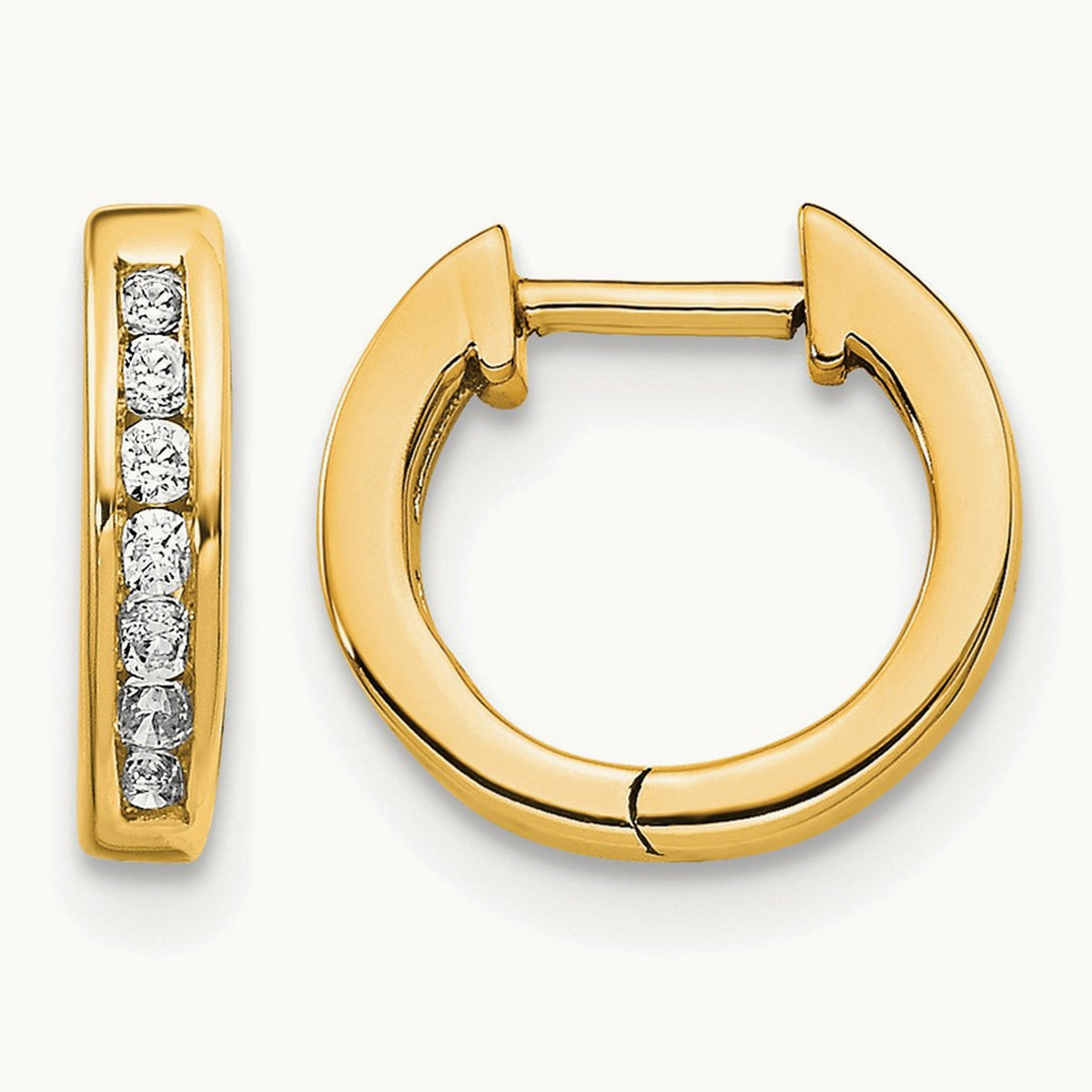 Hinged Hoop Earrings, 0.10 ct tw Lab-Grown Diamond — 14K Yellow Gold