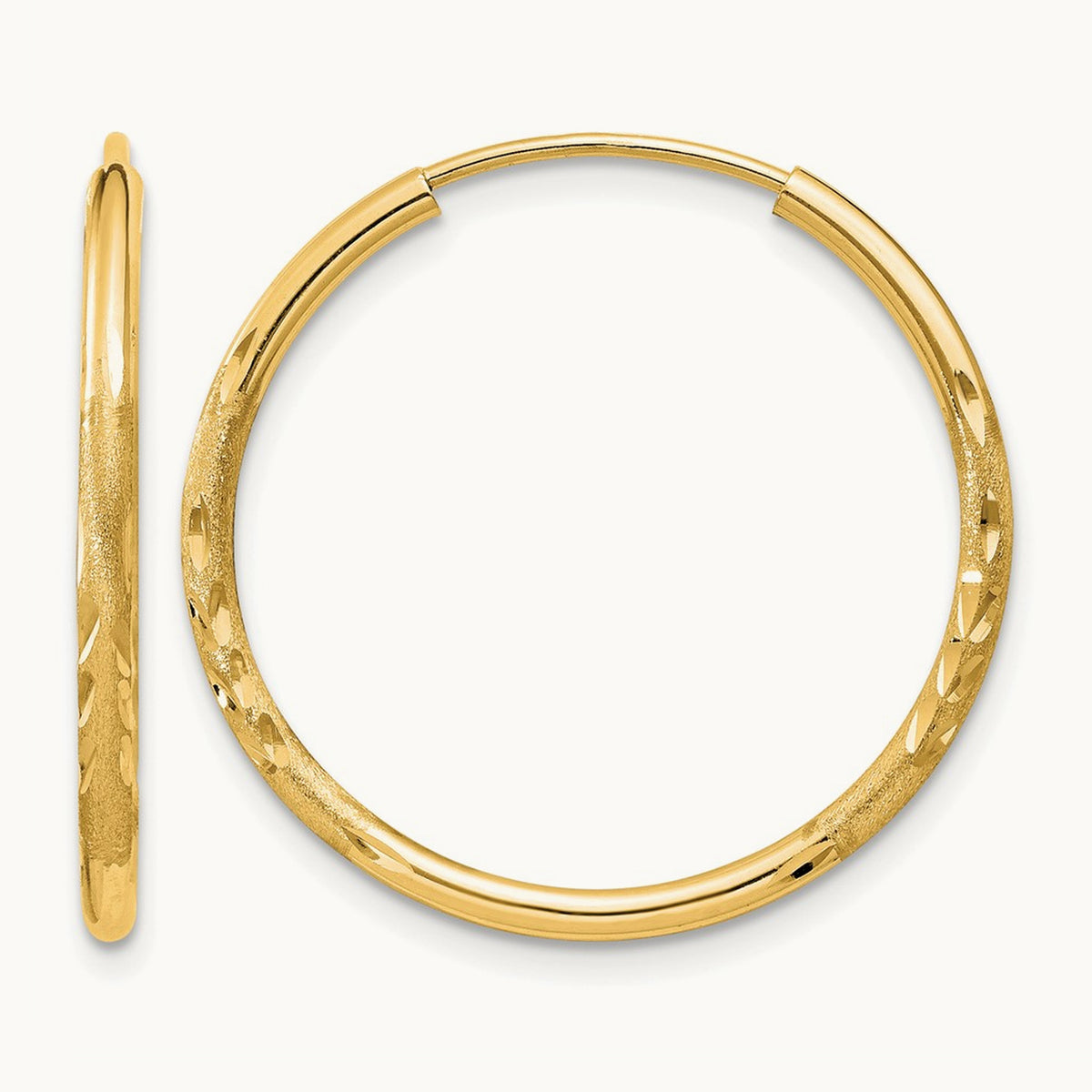 Satin Diamond-cut Endless Hoop Earrings — 20mm, 1.5mm