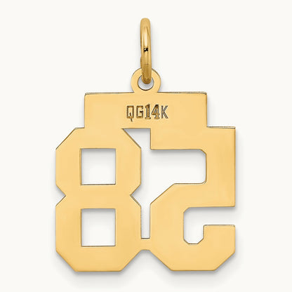 Small Polished Number 58 Charm, 14K