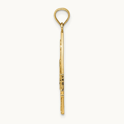 Enamel Dragonfly and Flowers Triangle Charm, 14K