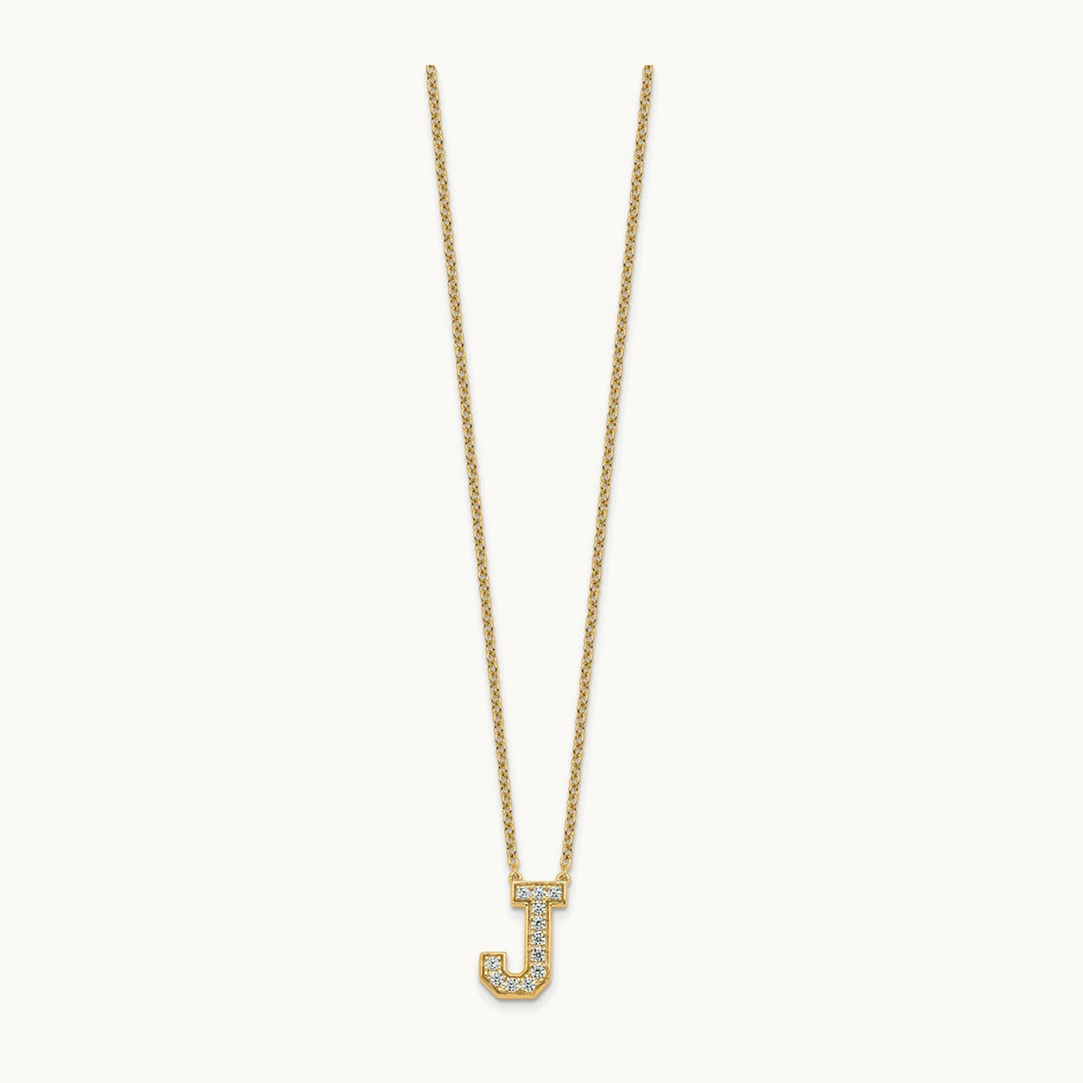 Initial Necklace — 14K Yellow Gold, J, 1/3 ct