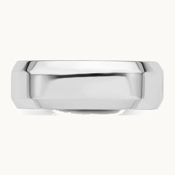 Sterling Silver Rhodium-plated 7mm Bevel Edge Band