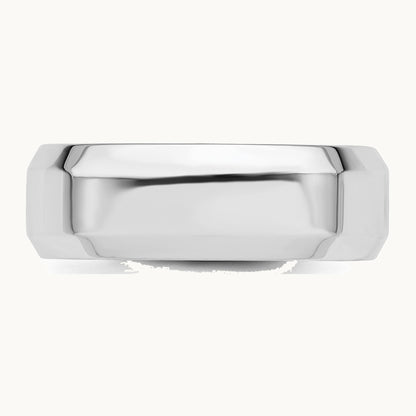 Sterling Silver Rhodium-plated 7mm Bevel Edge Band