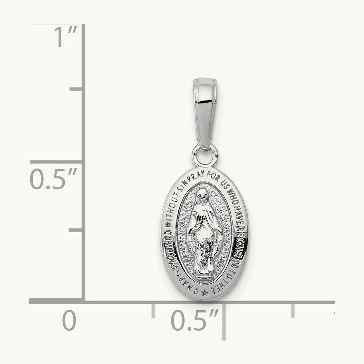 Miraculous Medal Charm — 14K White Gold, 21mm