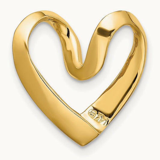 Polished Heart Chain Slide — 14K Yellow Gold, 20.8mm