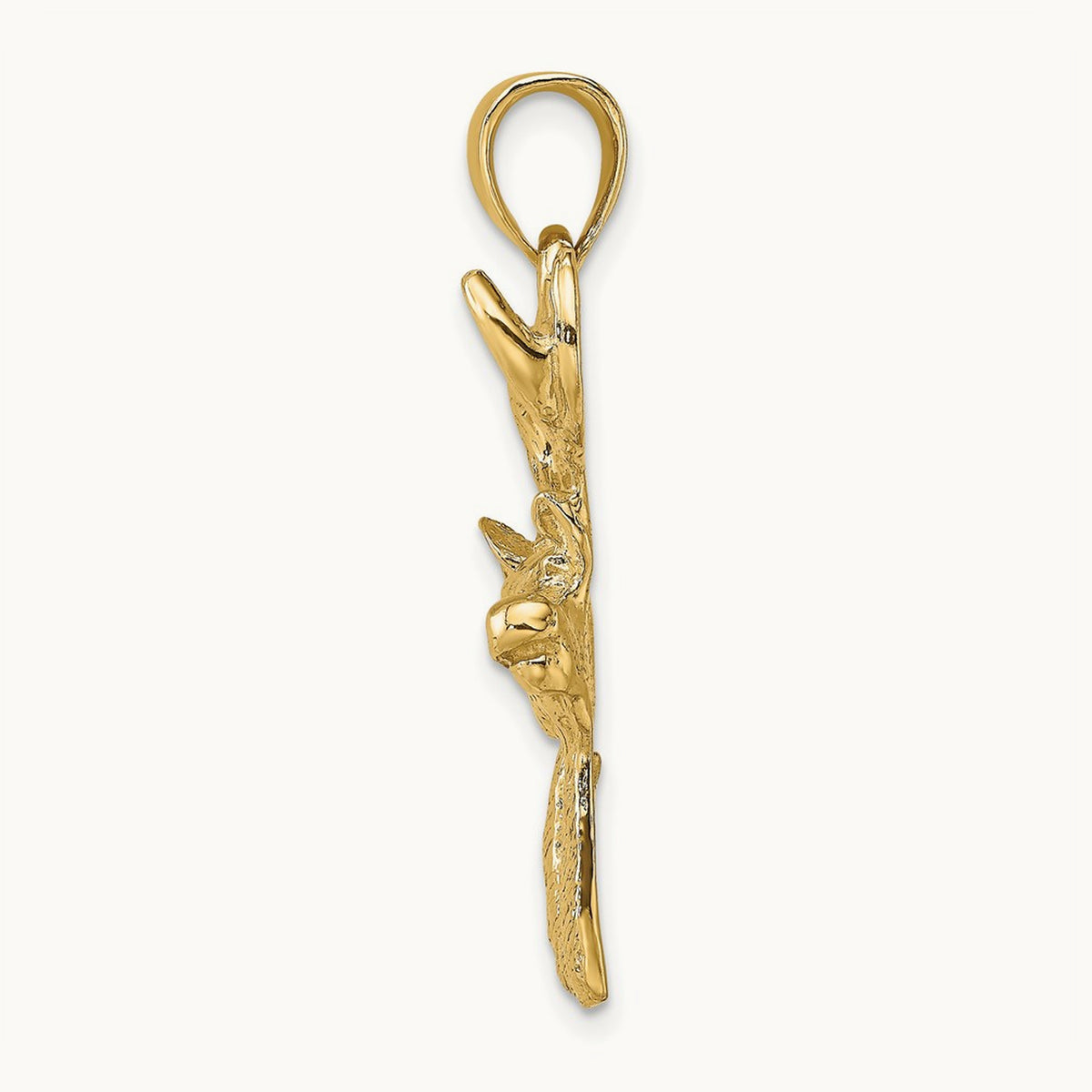 2-D Deer Head Profile Charm, 14K