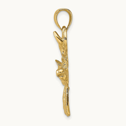 2-D Deer Head Profile Charm, 14K