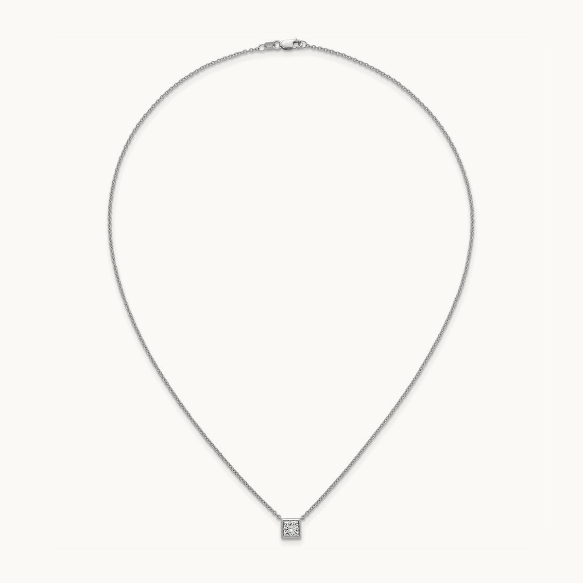 Princess Bezel Set Pendant, 1.00-4.00 ct tw Lab-Grown Diamond — 1 ct, 14K White Gold