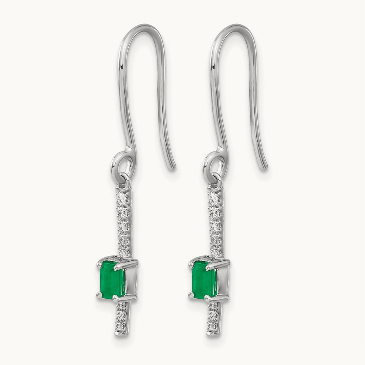 Created Emerald Earrings, 0.10 ct tw Lab-Grown Diamond
