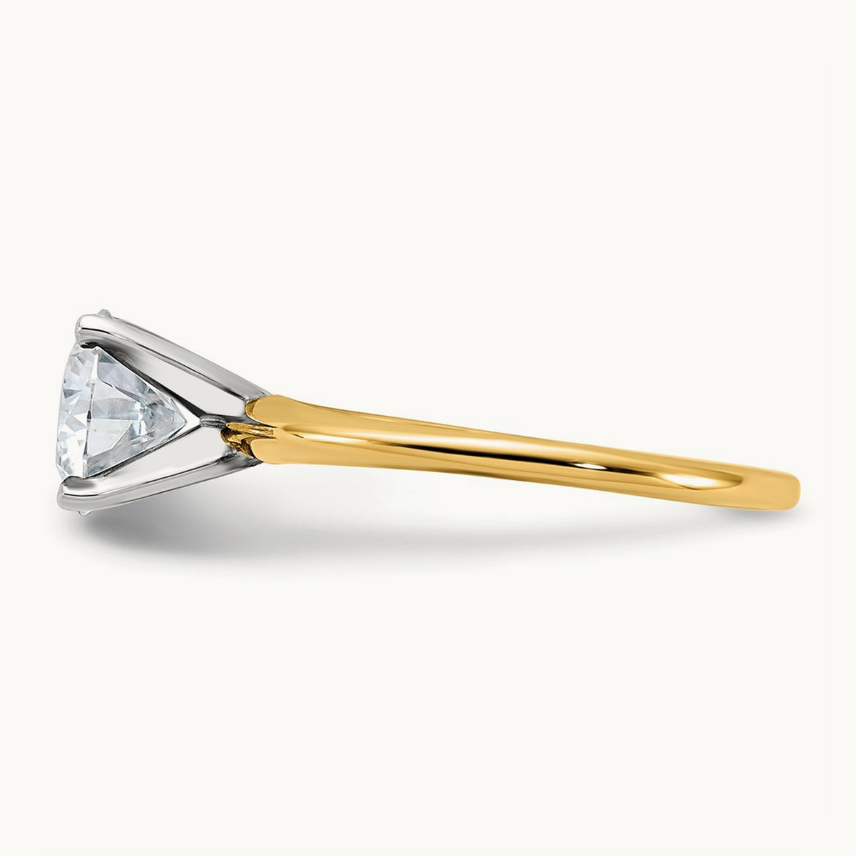 Round Solitaire Engagement Ring, 1.75 ct tw Lab-Grown Diamond — 14K Two-Tone