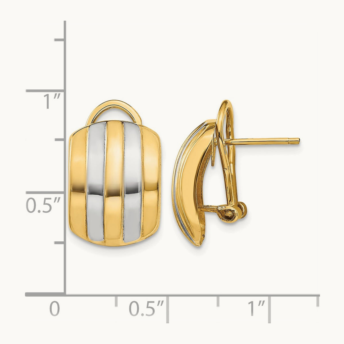 & Ribbed Omega Back Post Earrings — photo set