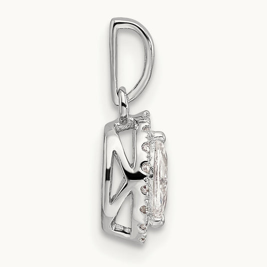 Sapphire April Birthstone Pendant, 0.10 ct tw Lab-Grown Diamond