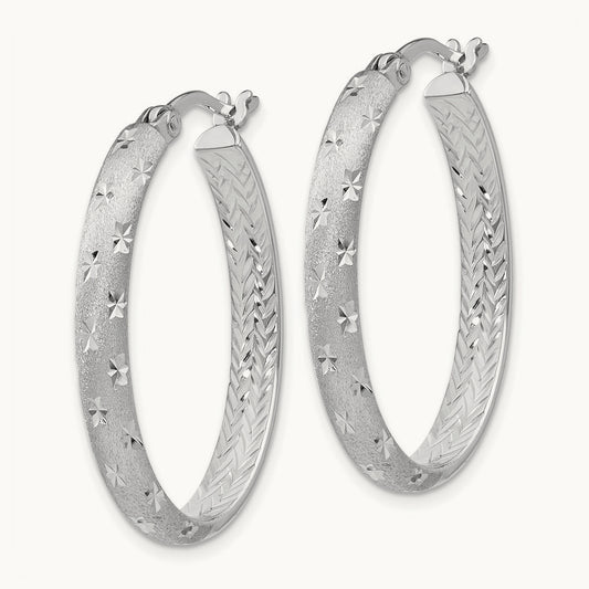 Rhodium In/Out D/C Oval Earrings, Sterling Silver — Leslie's