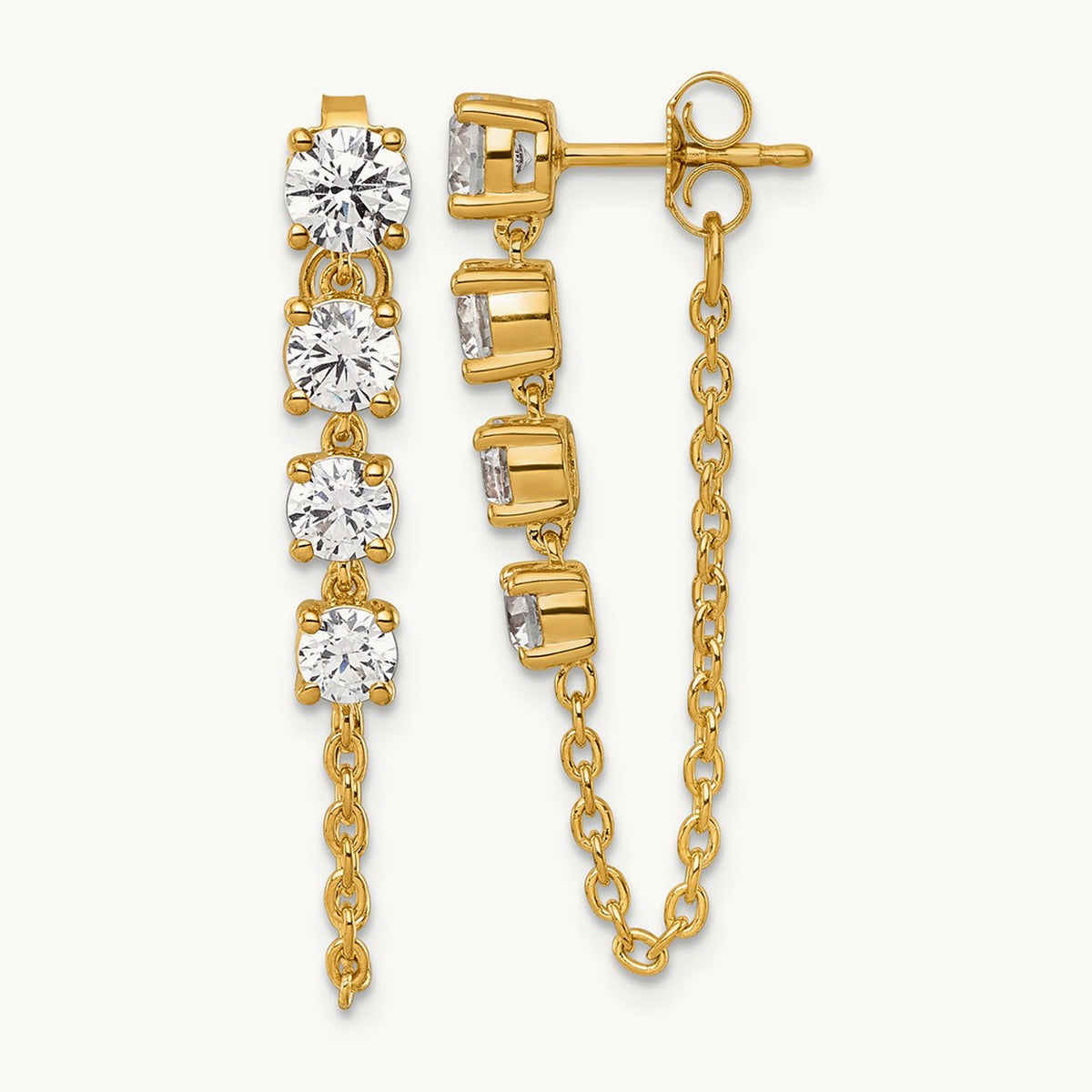 Earrings, 2.00 ct tw Lab-Grown Diamond — 14K Yellow Gold