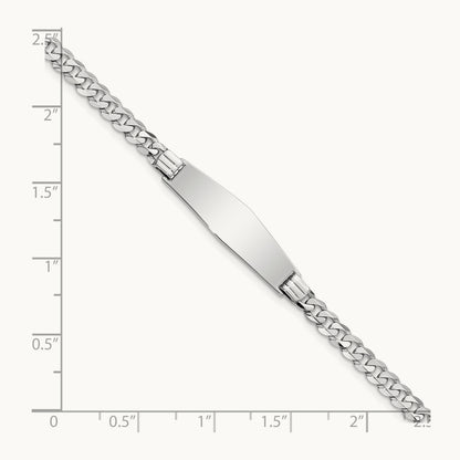 WG Soft Diamond Shape Flat Curb Link ID Bracelet, 14K