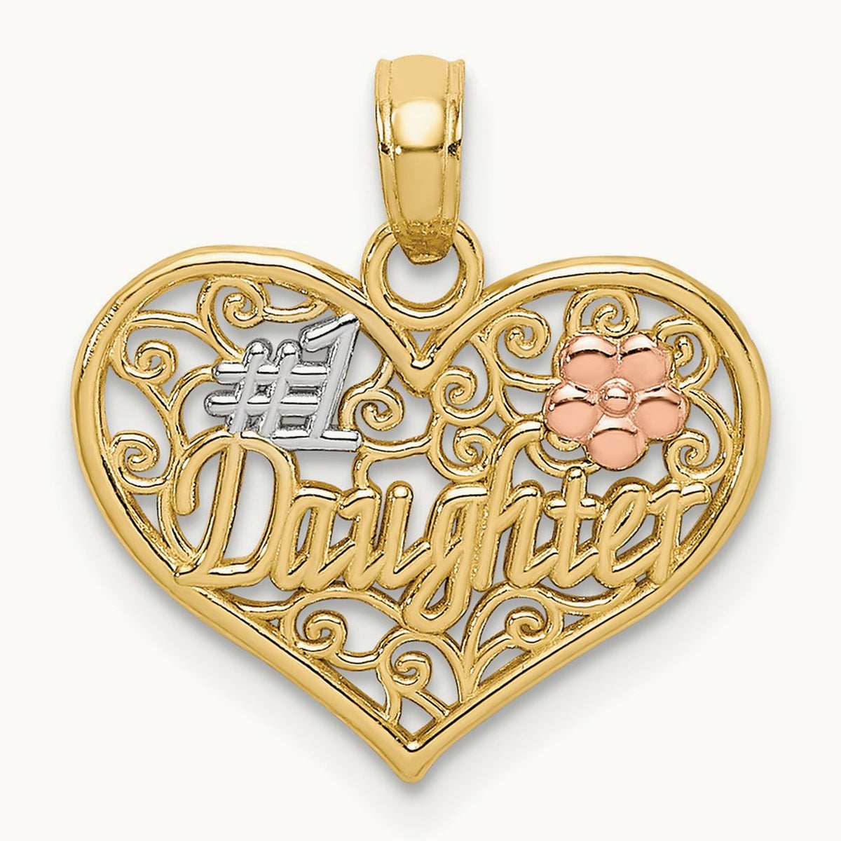 #1 DAUGHTER In Heart w/ Flowers Charm — photo set