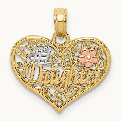 #1 DAUGHTER In Heart w/ Flowers Charm — photo set