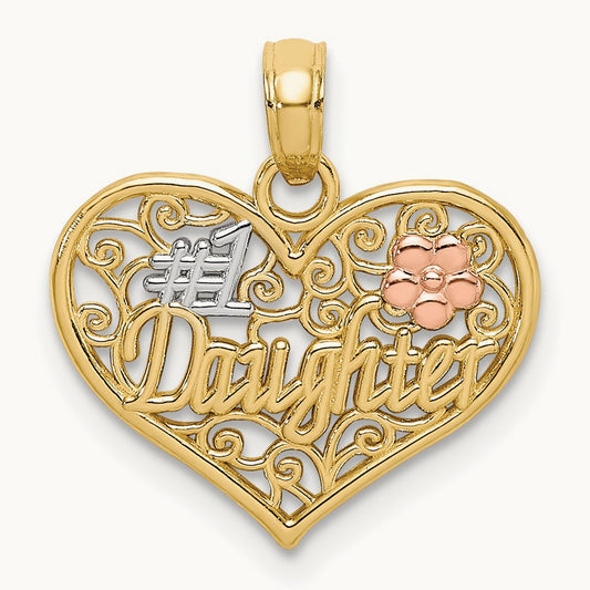 #1 DAUGHTER In Heart w/ Flowers Charm — photo set